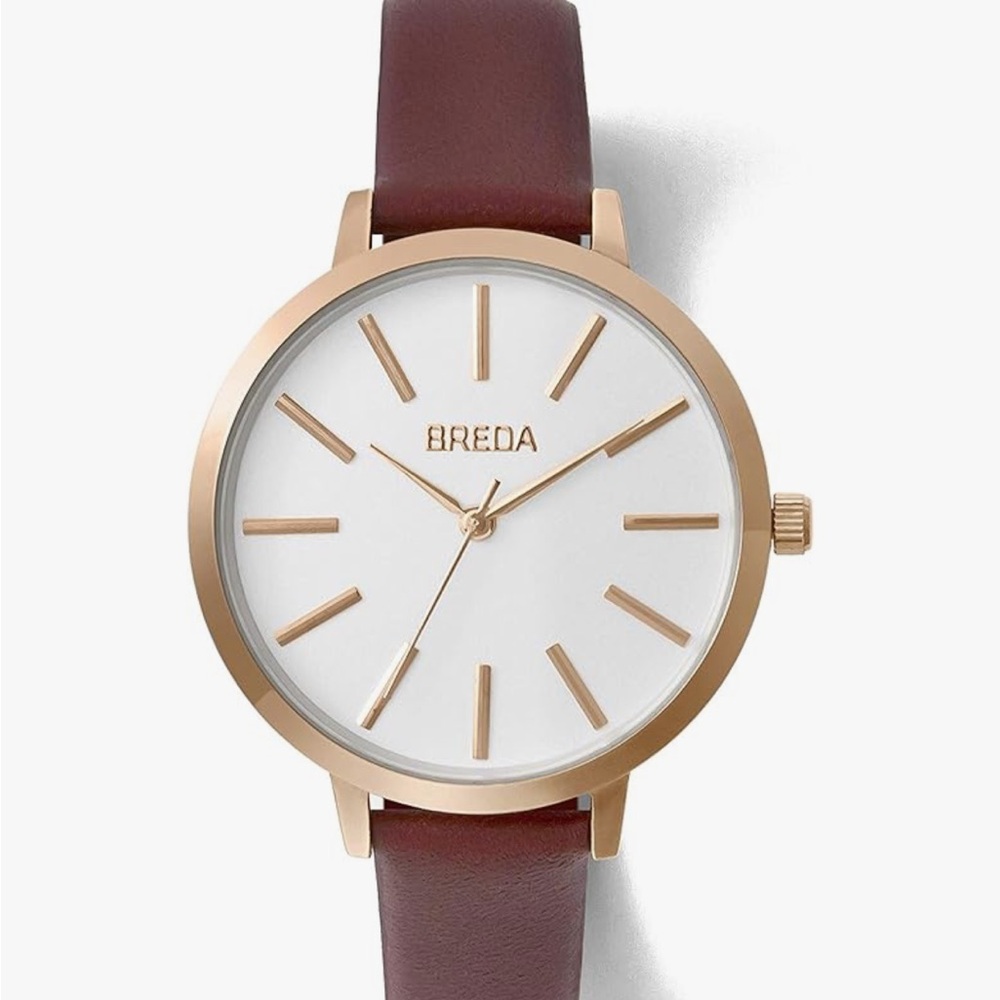 Women's Rose Gold and Maroon Watch